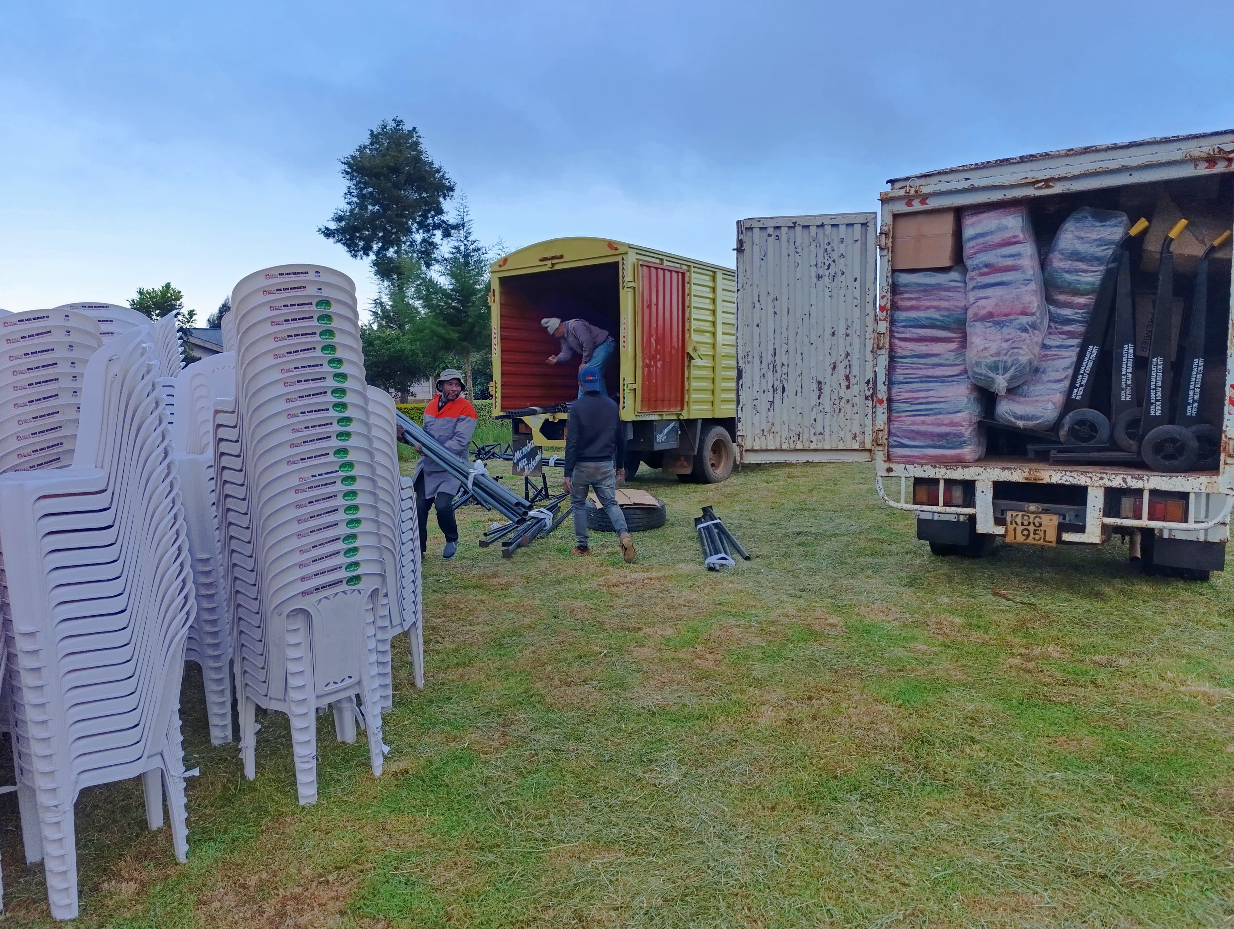 Workers loading supplies